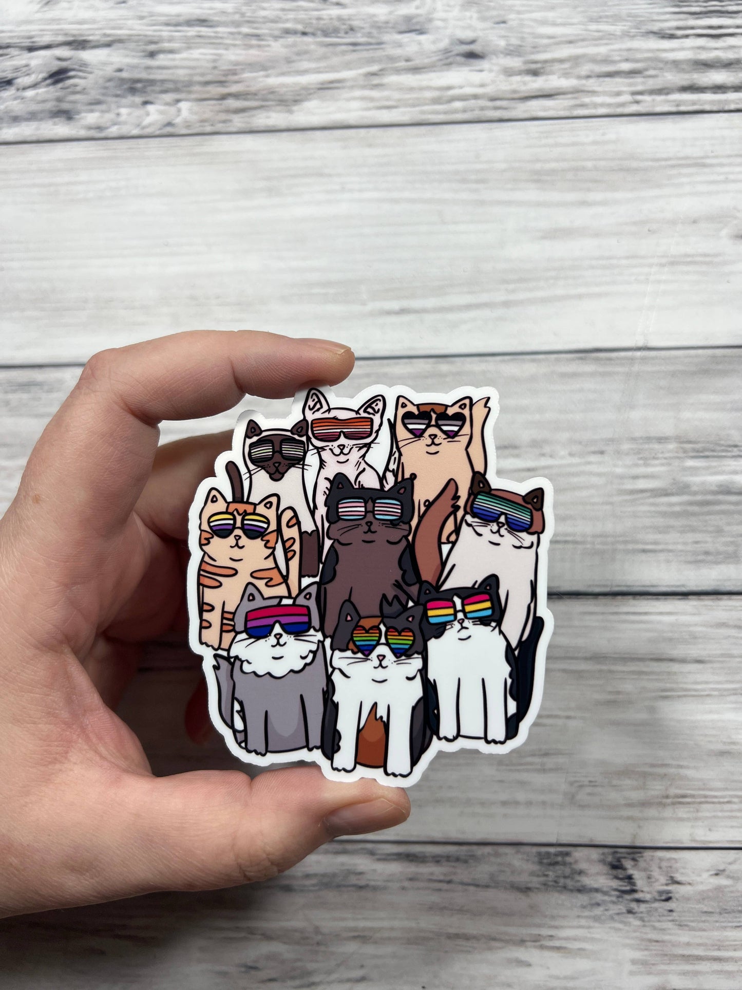 Cat Pride Glasses Holographic Sticker