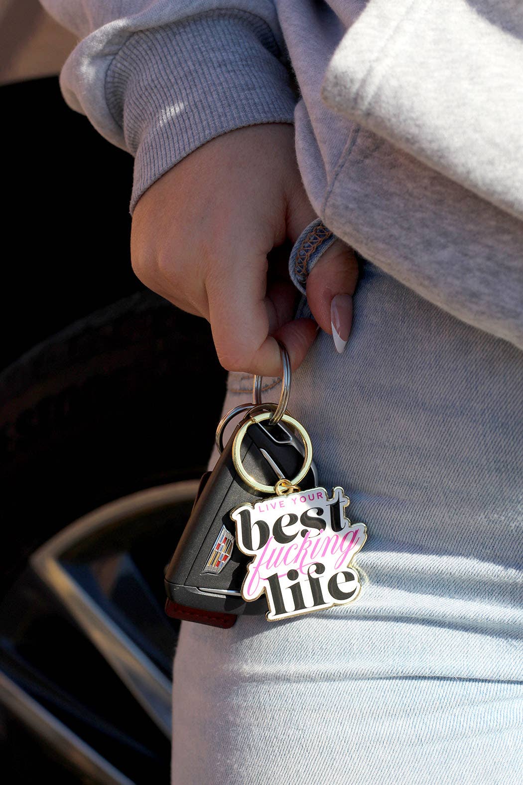 Live Your Best F-ing Life Sweary Inspirational Gold Keychain