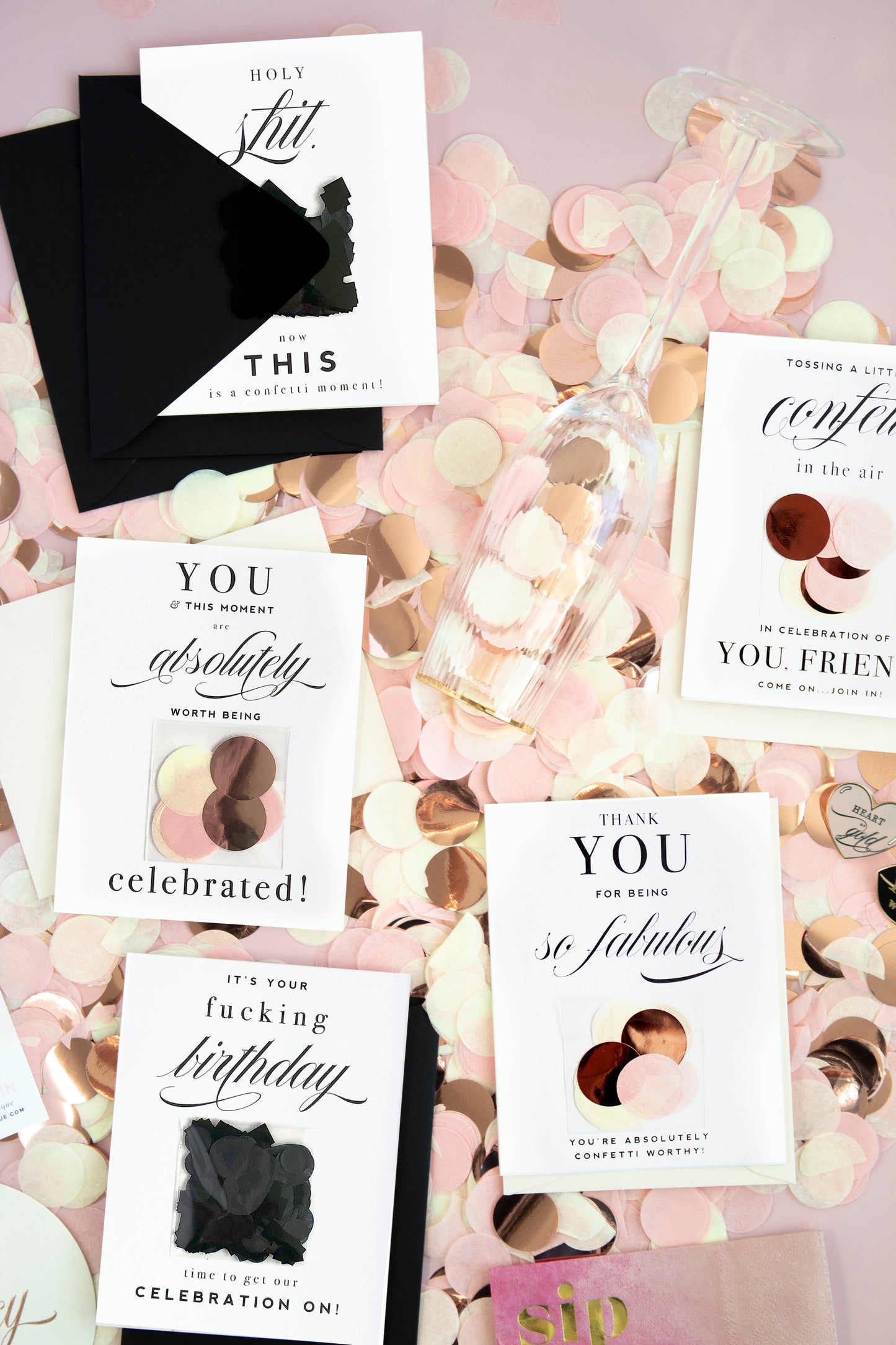 It's Your F-ing Birthday, Funny Black Confetti Greeting Card