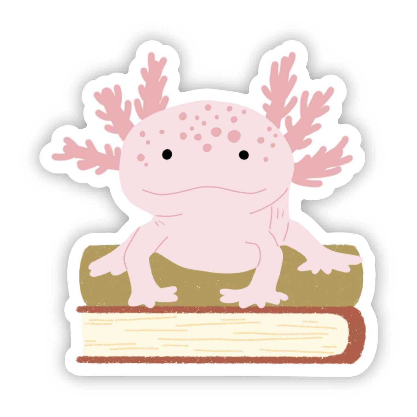 Cute Axolotl On Book Sticker