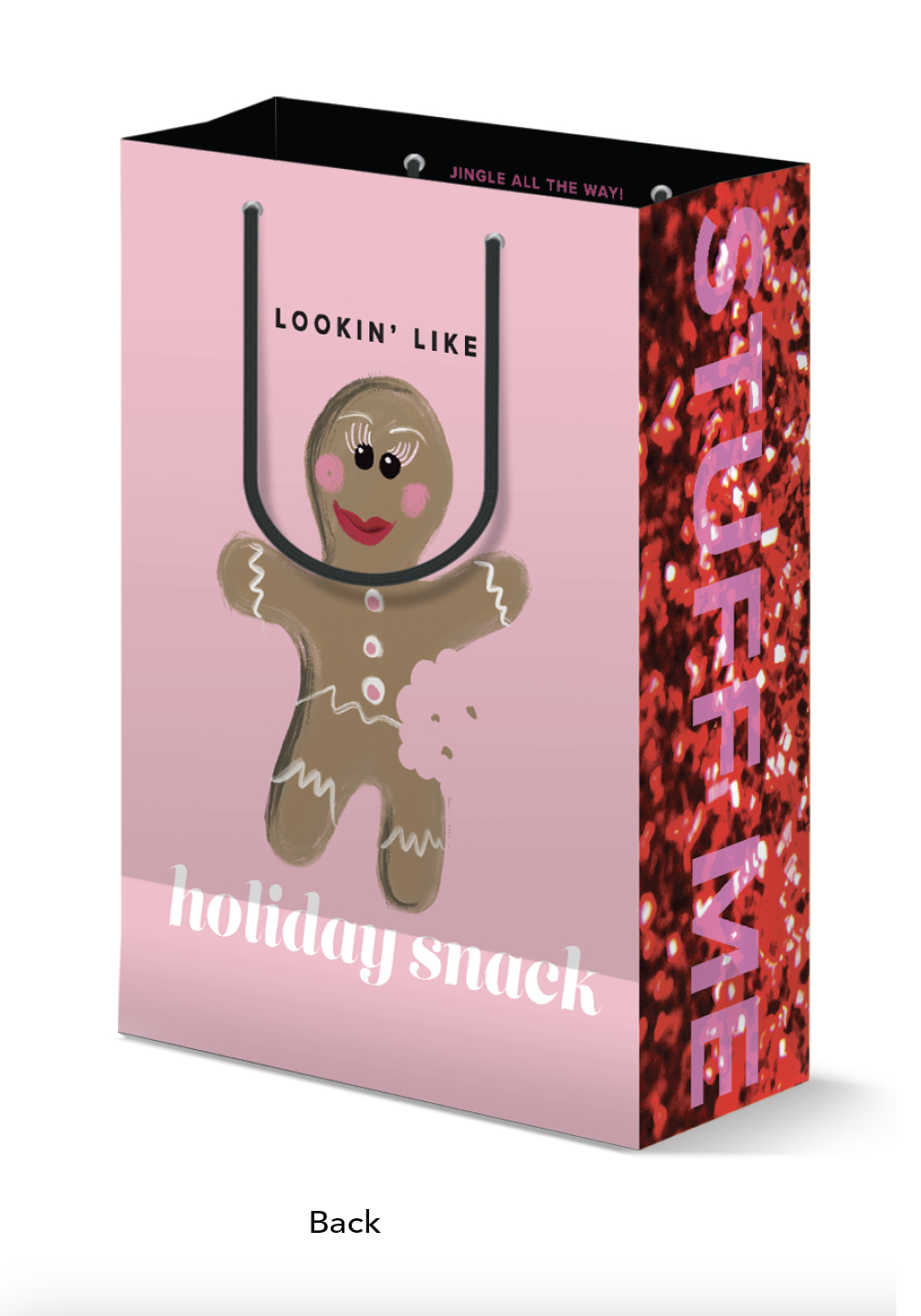Gingerbread - Holiday Snack, Pink Christmas Holiday Gift Bag