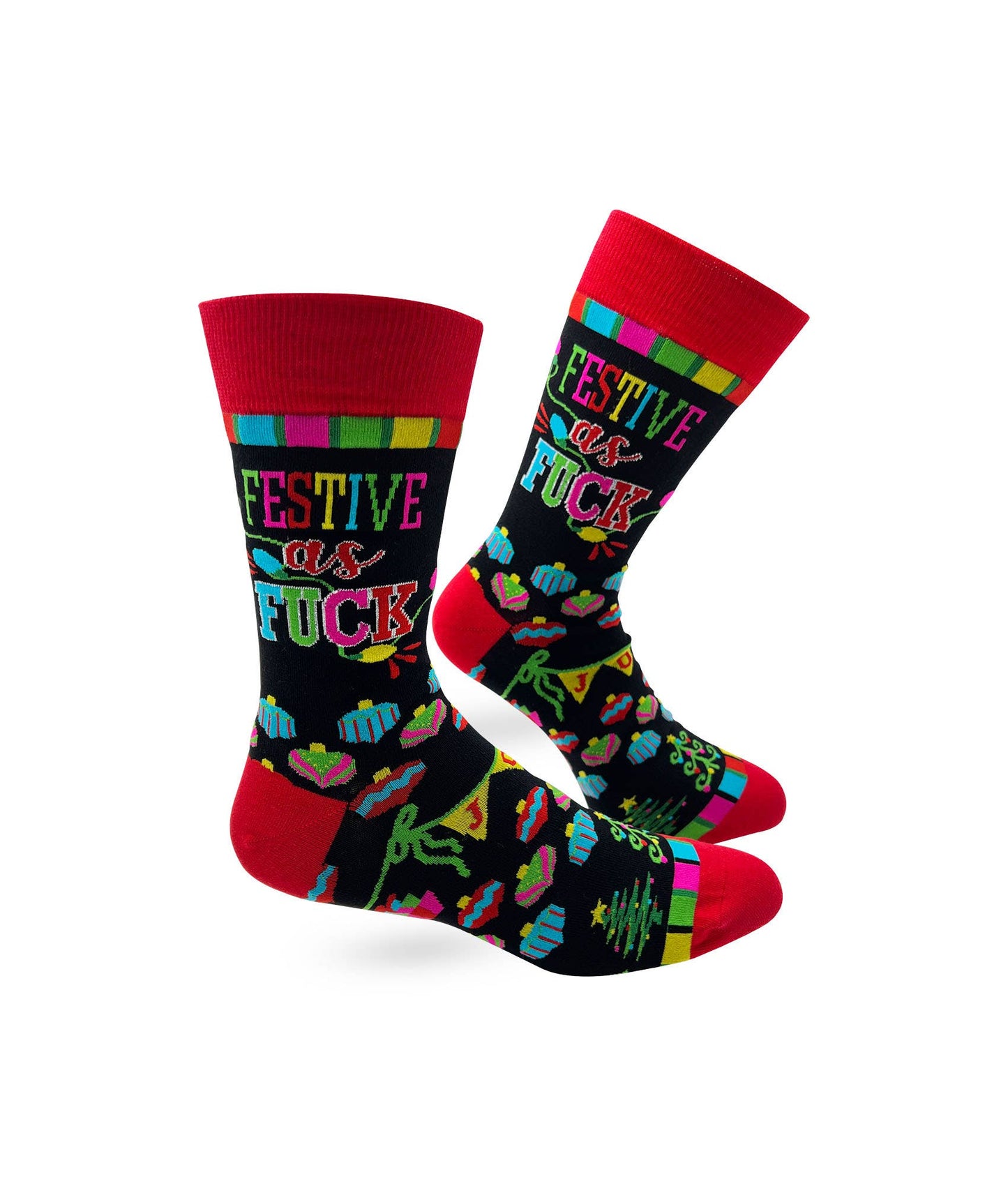 Festive as Fuck Funny Christmas Men's Novelty Crew Socks