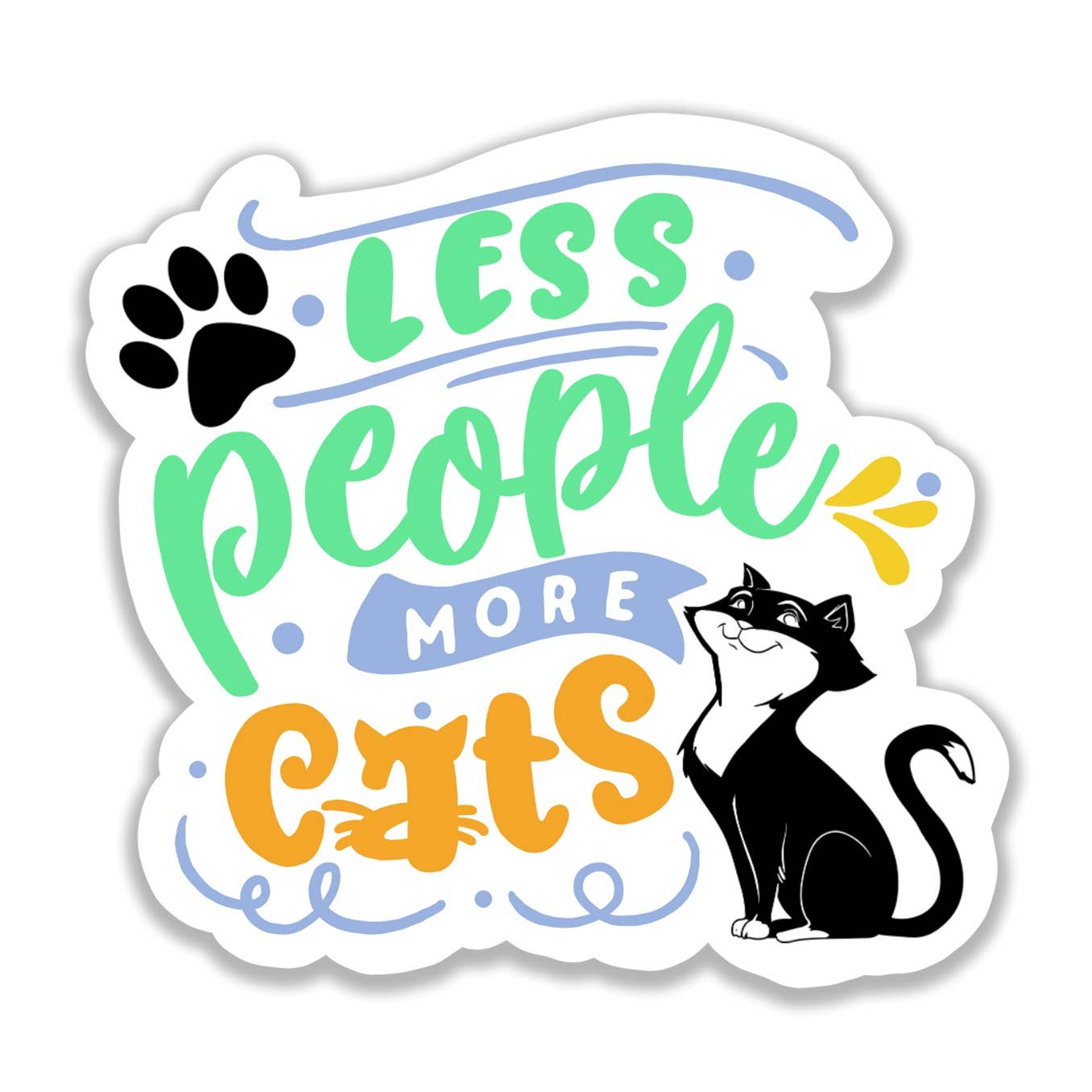 Less People More Cats Sticker