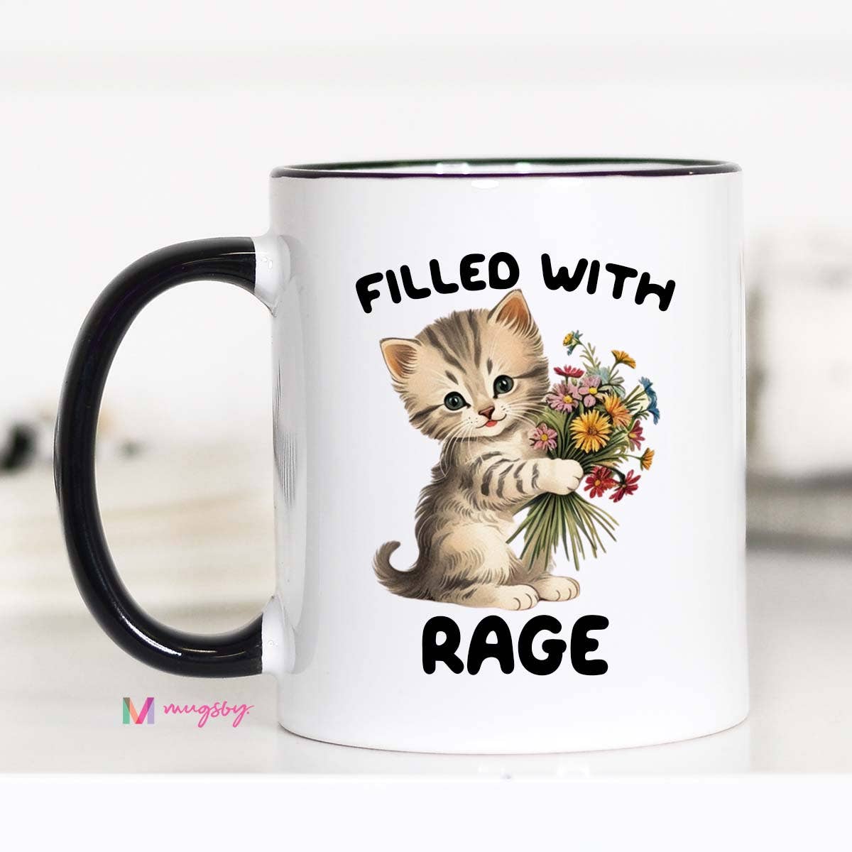Filled with Rage Kitten Coffee Mug, Funny Mug, Cat Lover Mug