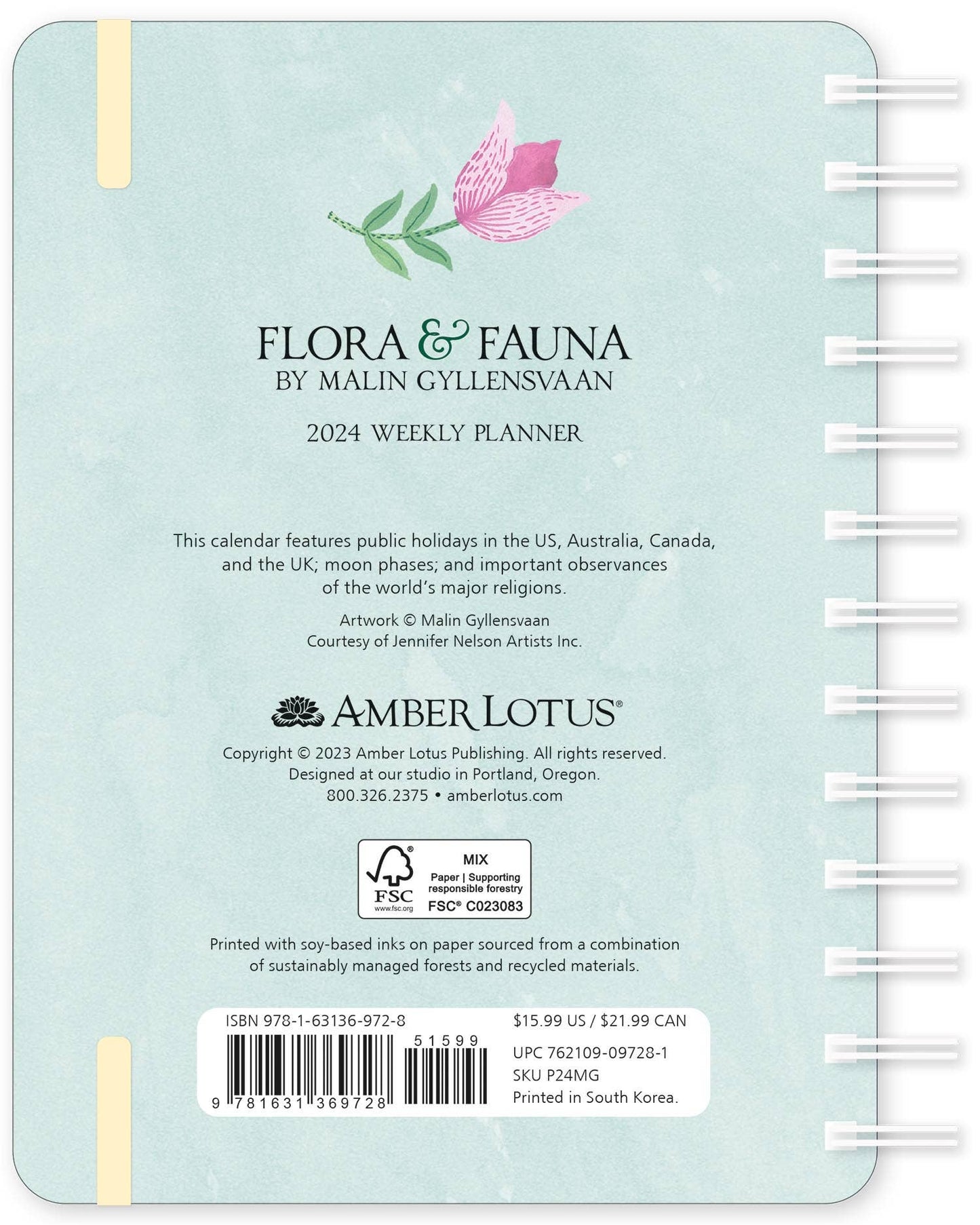 Flora & Fauna 2024 Weekly Planner by Malin Gyllensvaan