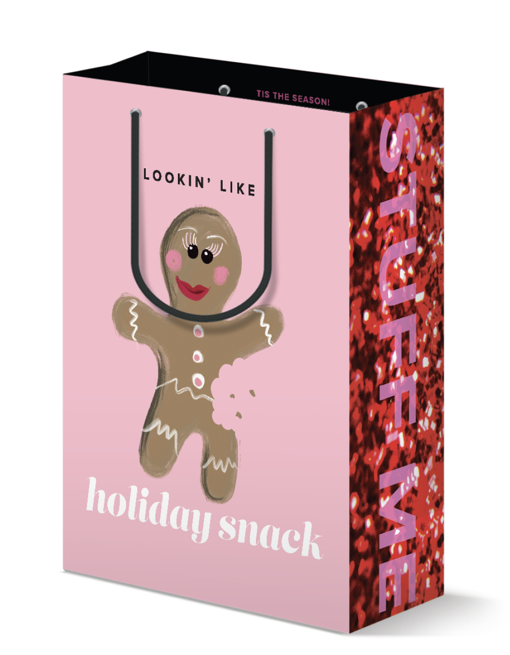 Gingerbread - Holiday Snack, Pink Christmas Holiday Gift Bag