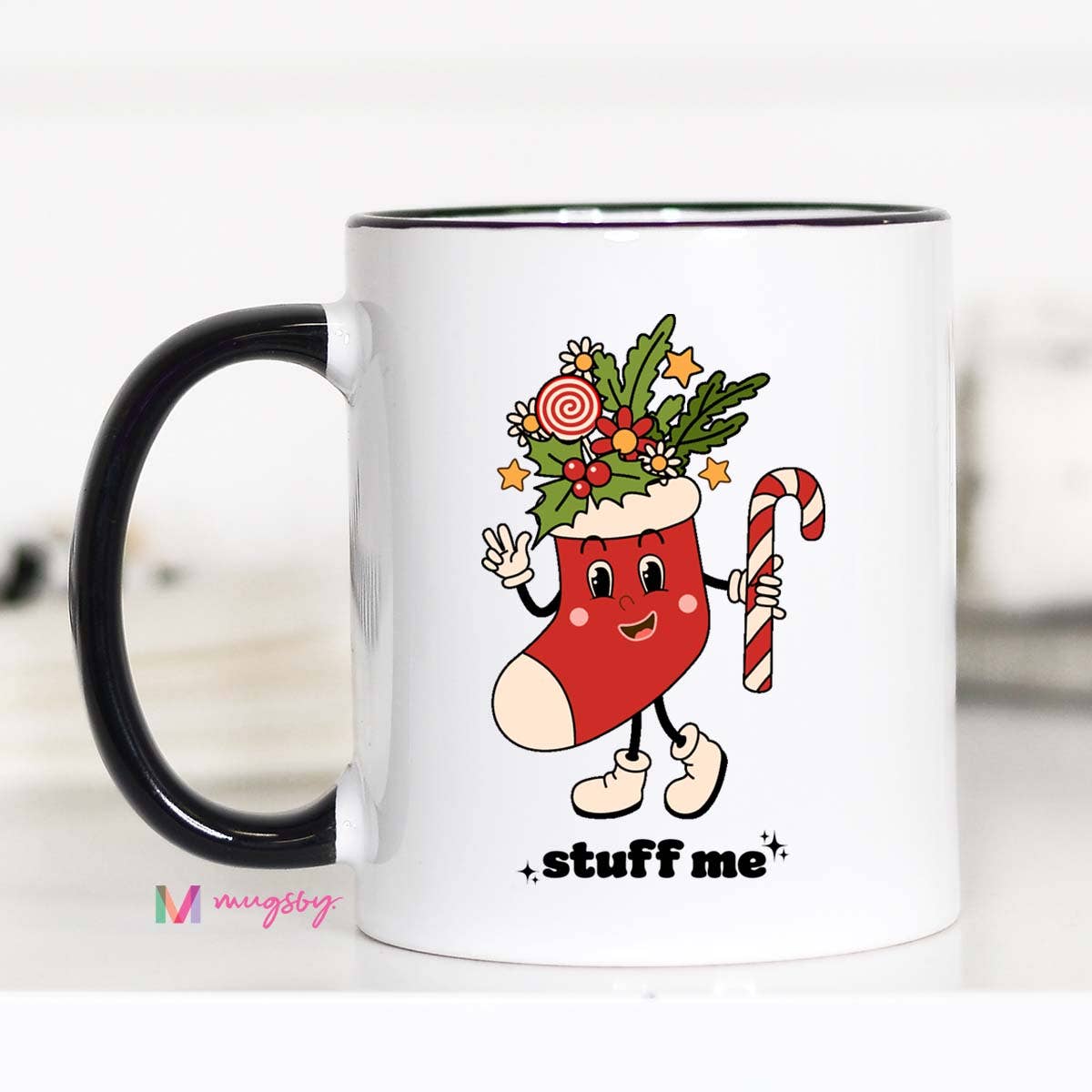 Stuff Me Funny Christmas Coffee Mug, stocking stuffer, retro
