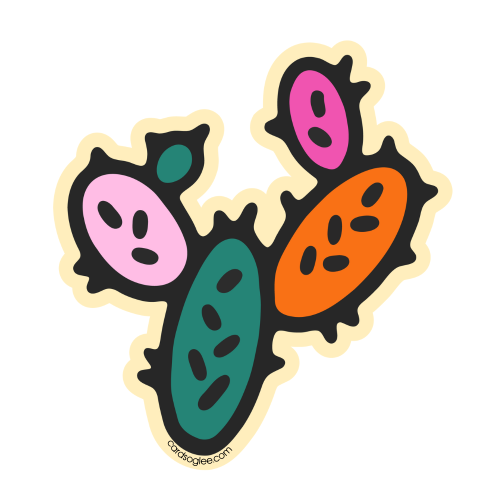 Teal Pink Orange Paddle Cactus sticker
