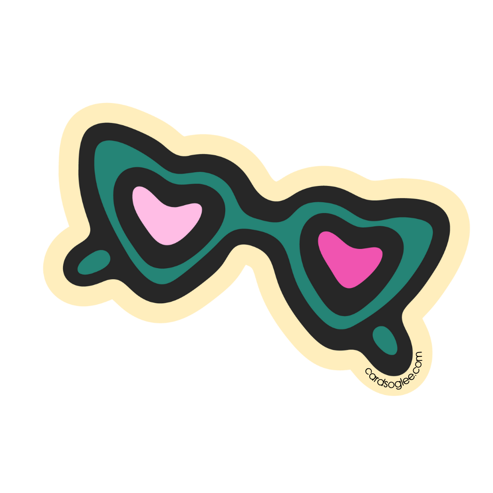 Teal and Pink Heart Sunglasses sticker