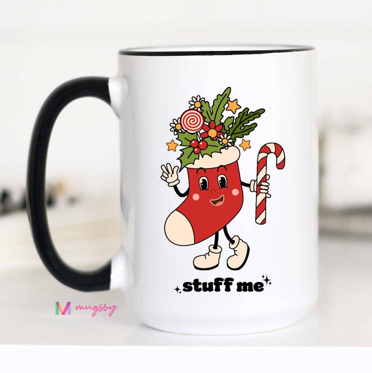 Stuff Me Funny Christmas Coffee Mug, stocking stuffer, retro