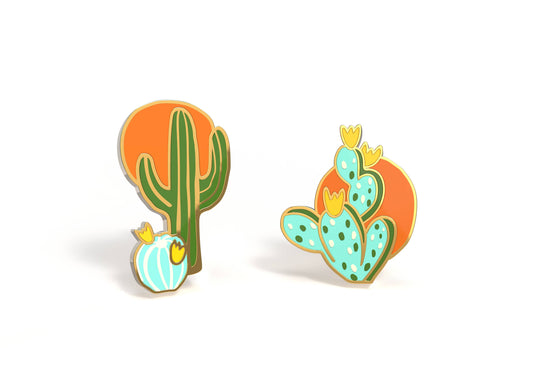 Cactus Sunset Earrings - Gold Desert Statement Studs
