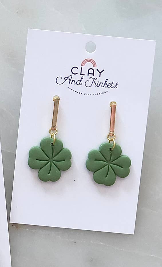Shamrock St. Patrick Day Dangle Earrings