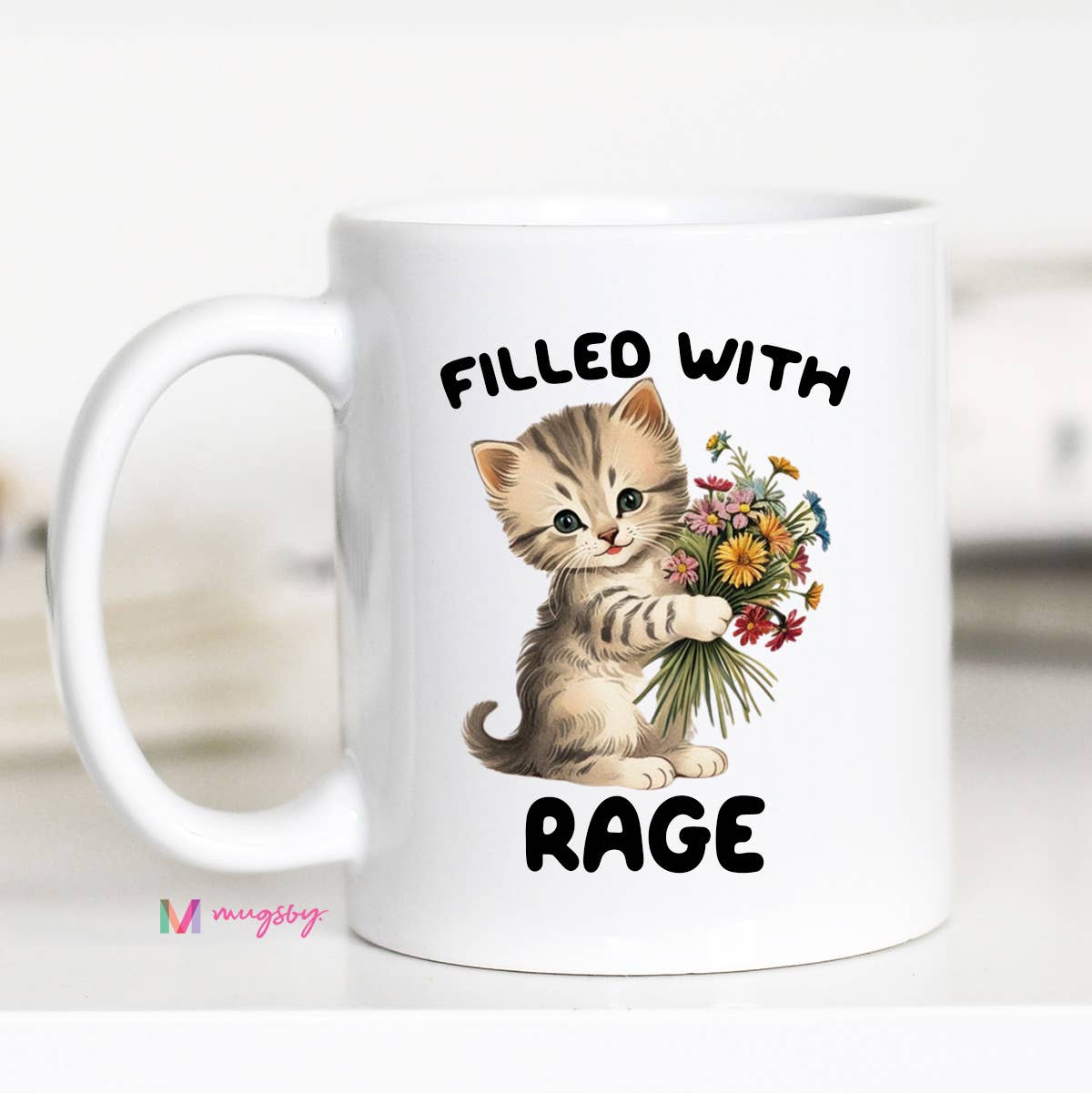 Filled with Rage Kitten Coffee Mug, Funny Mug, Cat Lover Mug