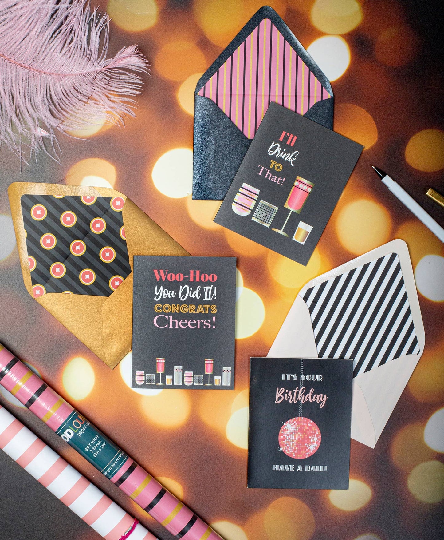 You Did It Pink Vintage Cocktails Congratulations Card