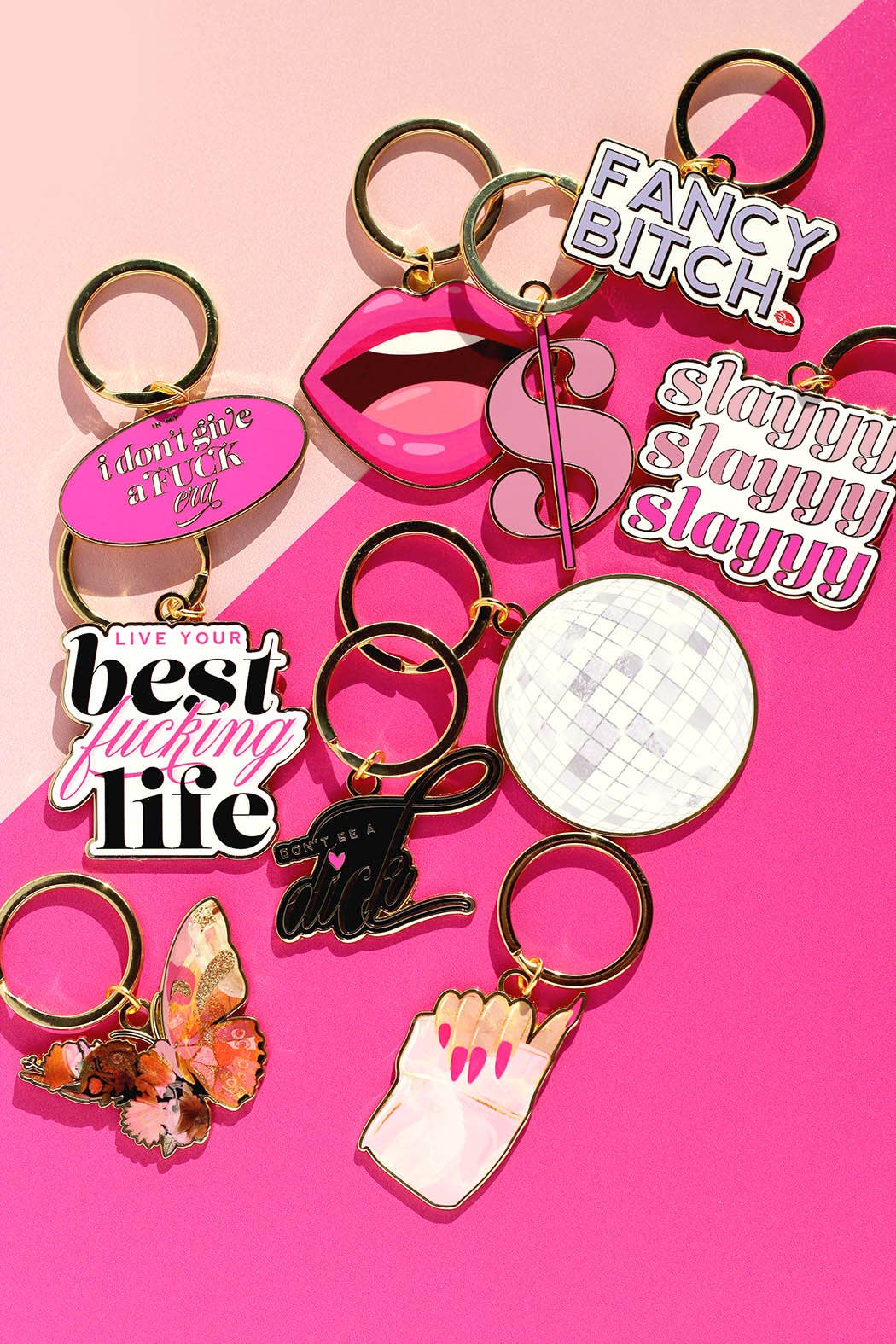 Live Your Best F-ing Life Sweary Inspirational Gold Keychain