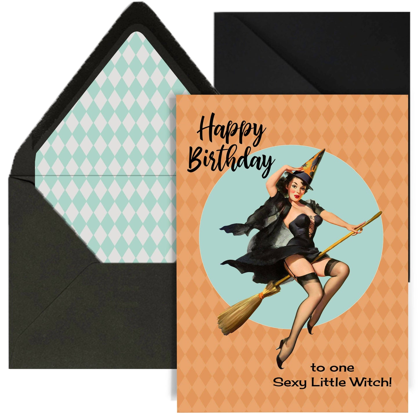 Sexy Little Witch Vintage Pinup Halloween Birthday Card
