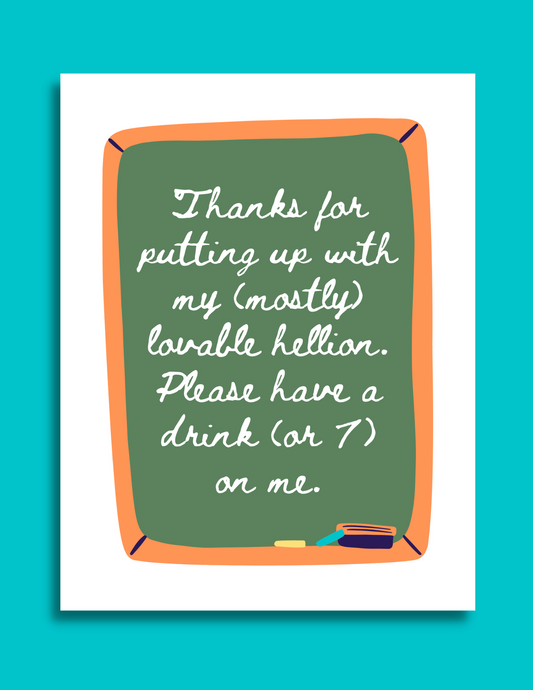 Lovable Hellion Teacher Card