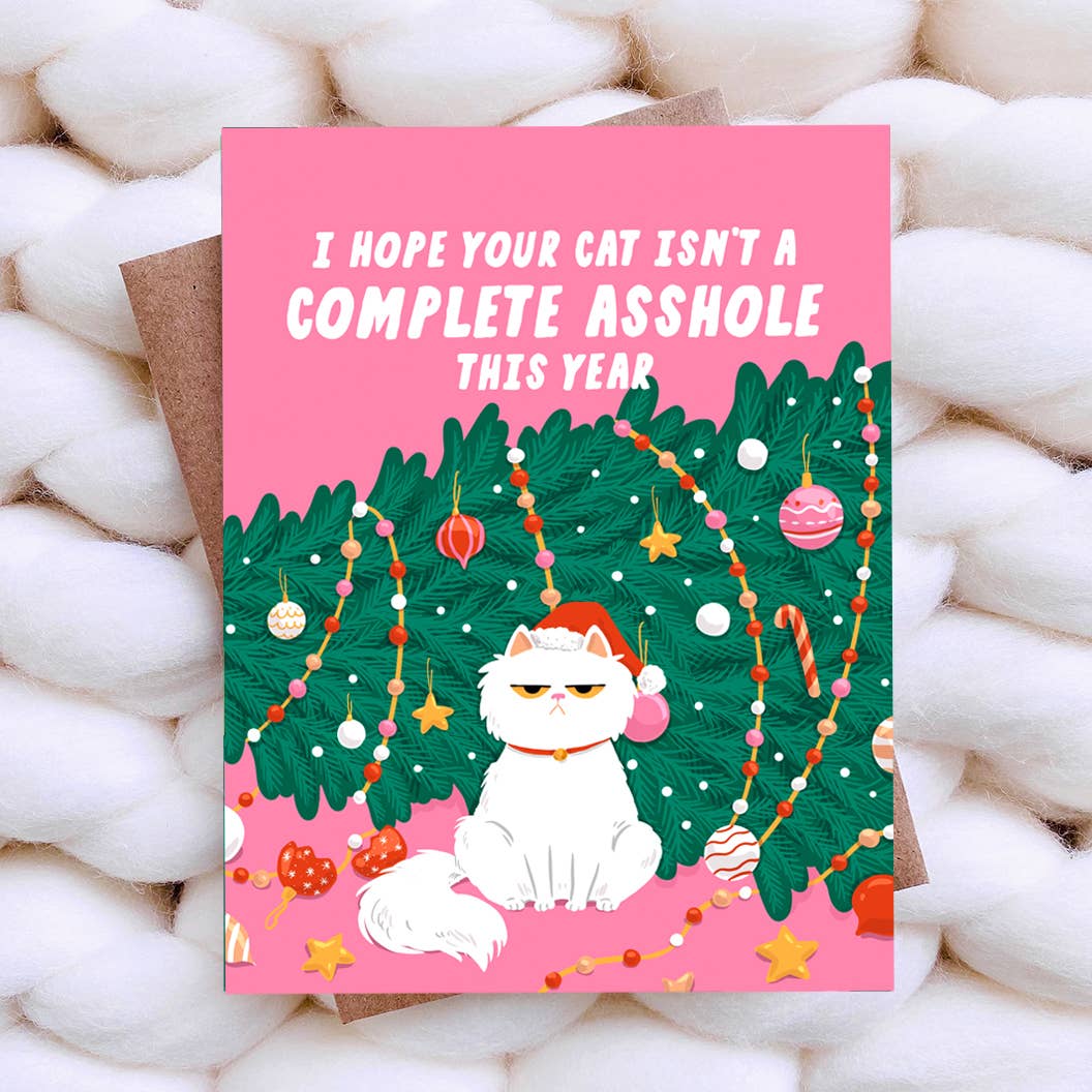 Asshole Cat Funny Holiday Card