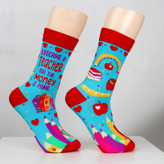 I Became a Teacher For The Money and Fame Women's Crew Socks