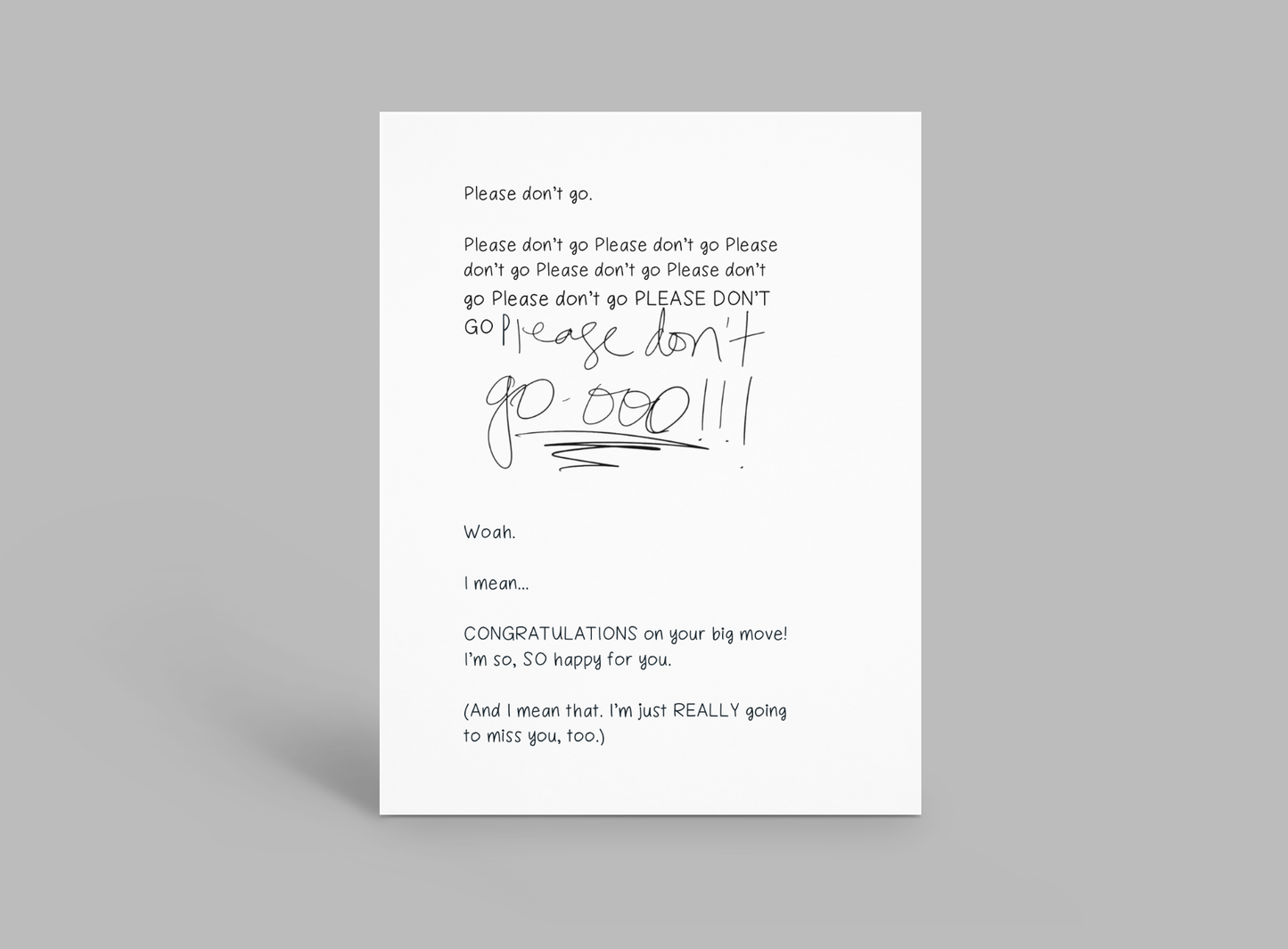 Please Don't Go Card