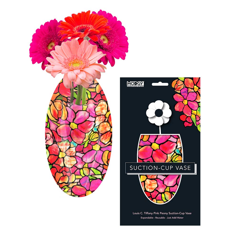 Pink Peony Oval Suction Cup Vase