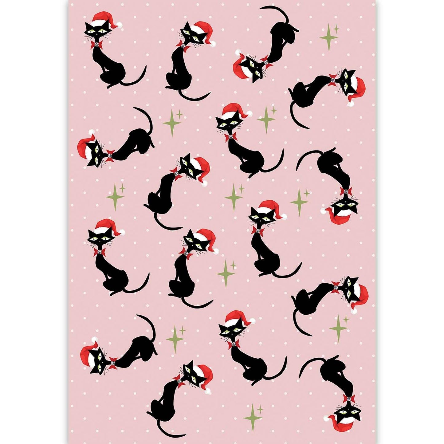 Holiday Meowy Christmas Black Cat Gift Wrap