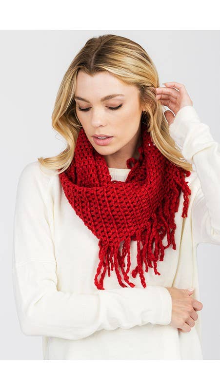 Fringe Knitted Infinity Scarf