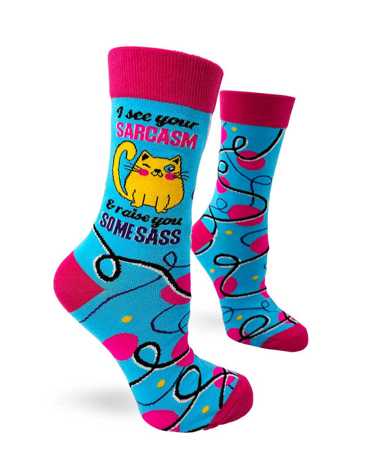 I See Your Sarcasm & Raise You Some Sass Cat Women's Crew Socks