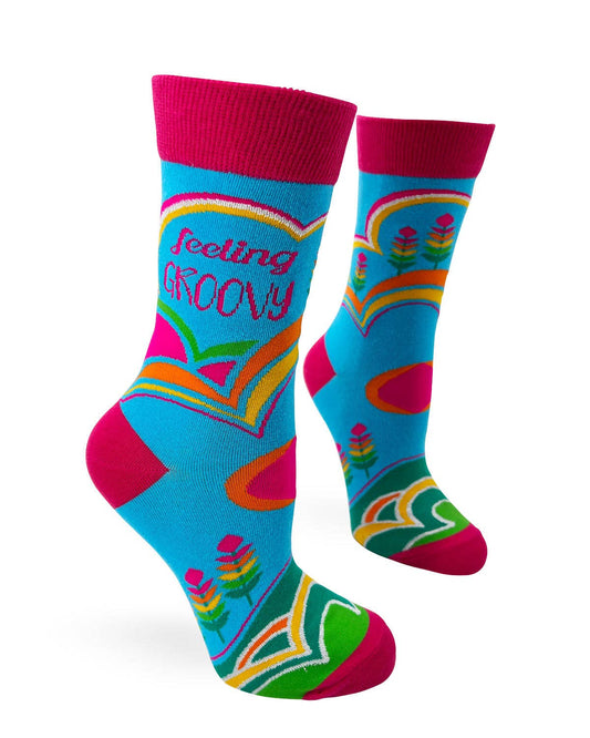 Feeling Groovy Women's Novelty Crew Socks