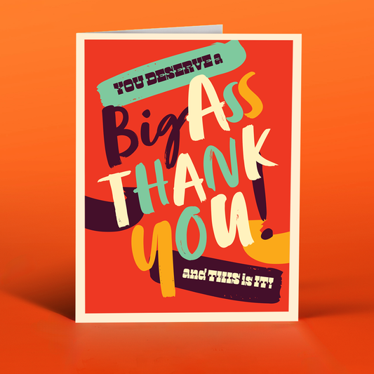 BIG ASS RED THANK thank you card