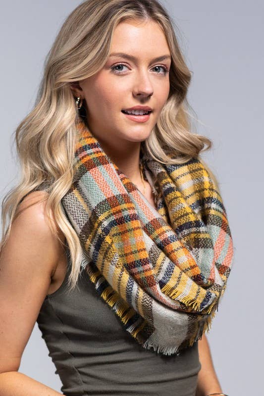 Classic Woven Plaid Infinity Scarf