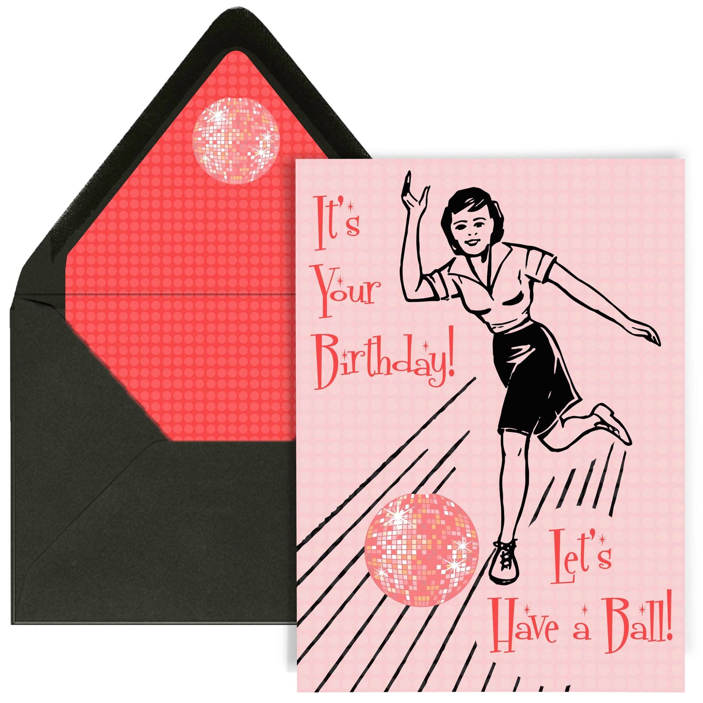 It's Your Birthday Have A Ball Retro Disco Bowling Card