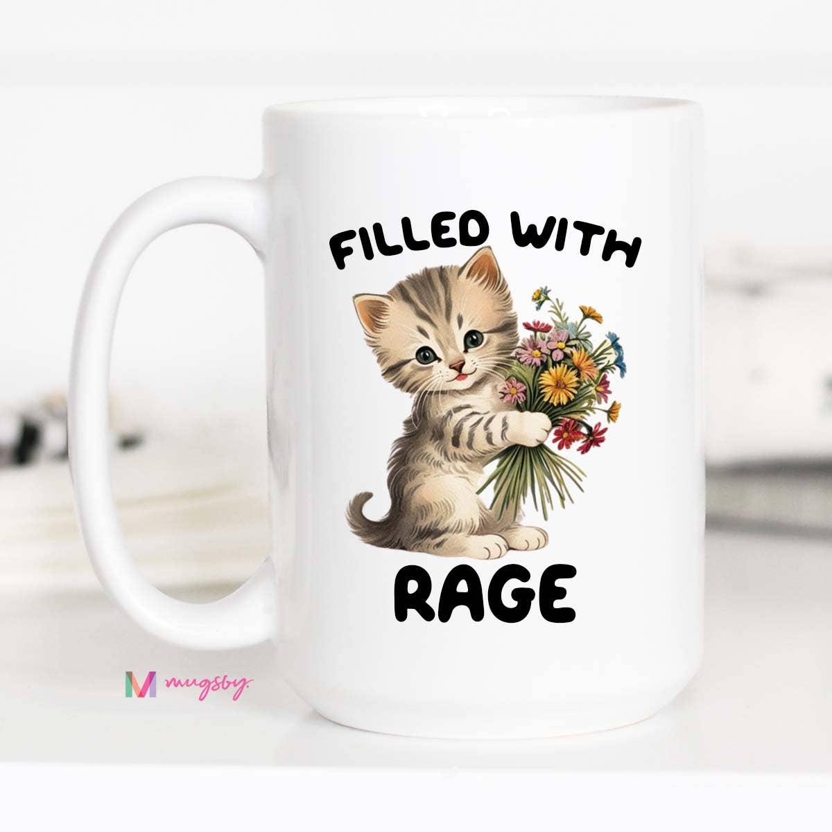Filled with Rage Kitten Coffee Mug, Funny Mug, Cat Lover Mug