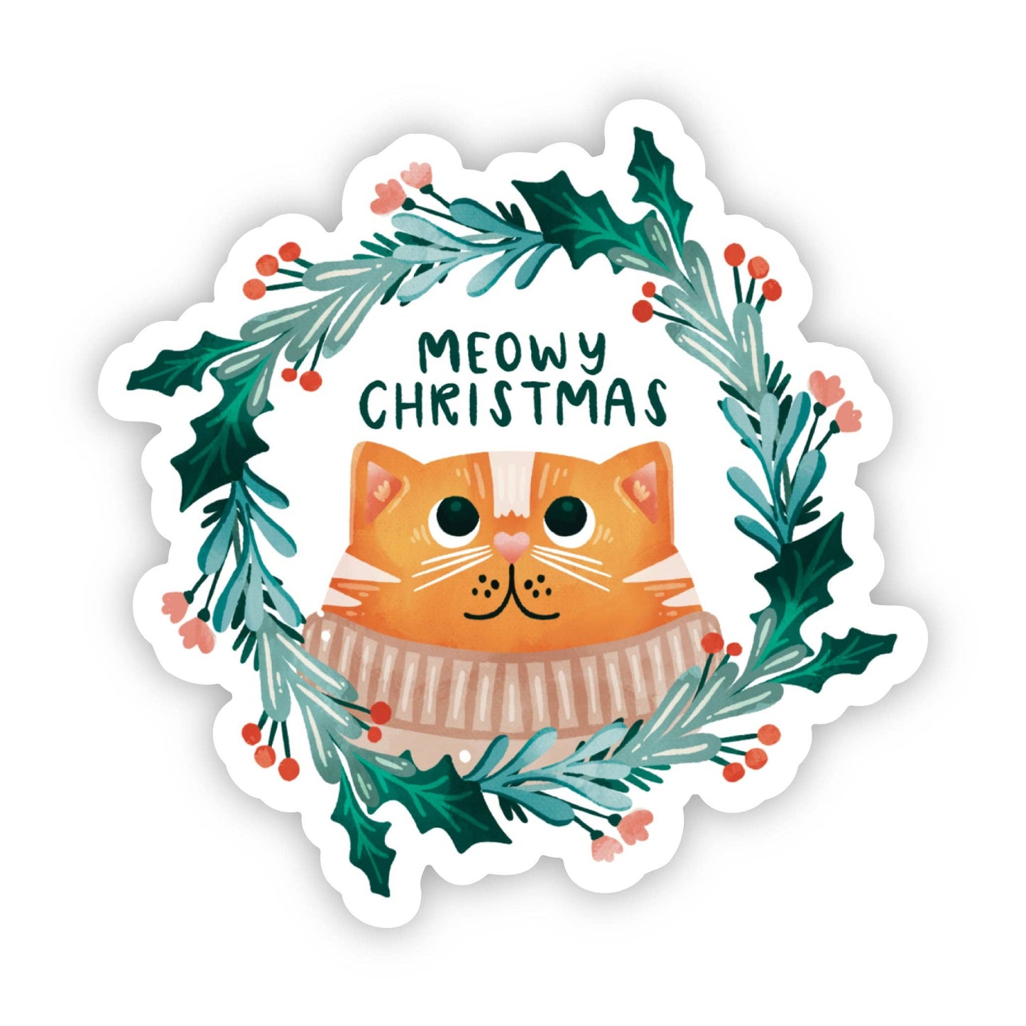 Meowy Christmas Cute Cat Sticker