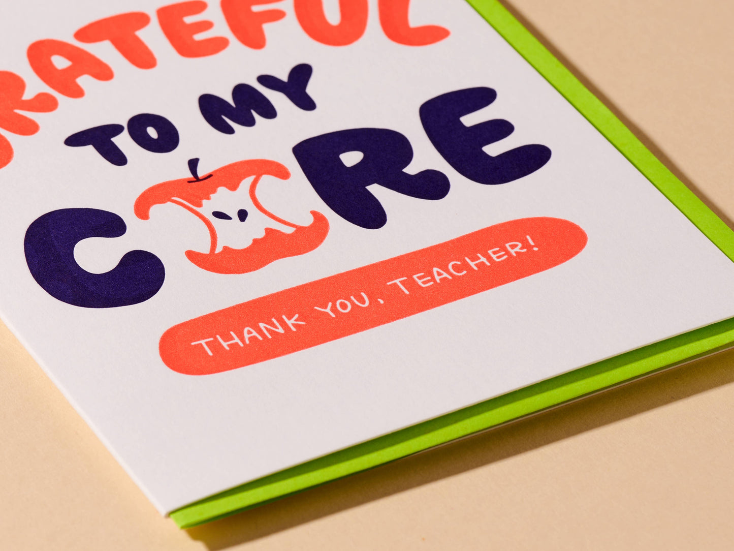 Grateful to My Core Letterpress Teacher Card