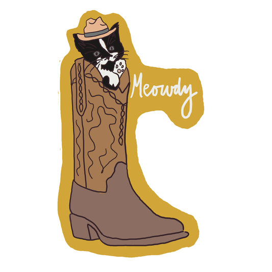 Meowdy Cowboy Boot Sticker