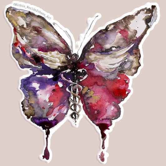 Nurse Butterfly Watercolor Sticker Decal