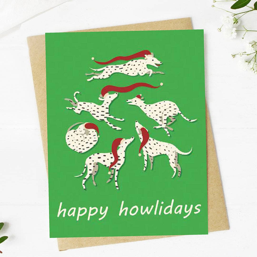 Happy Howlidays Dalmatians in Christmas Hats Card