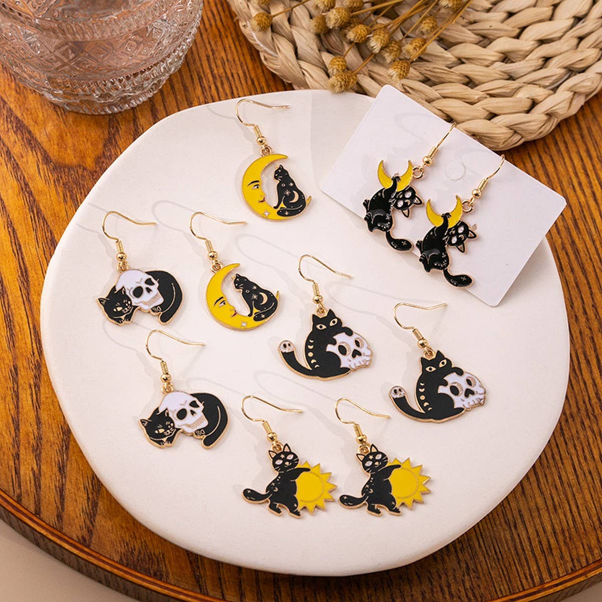 HALLOWEEN CARTOON CAT EARRINGS_CWAJE1844