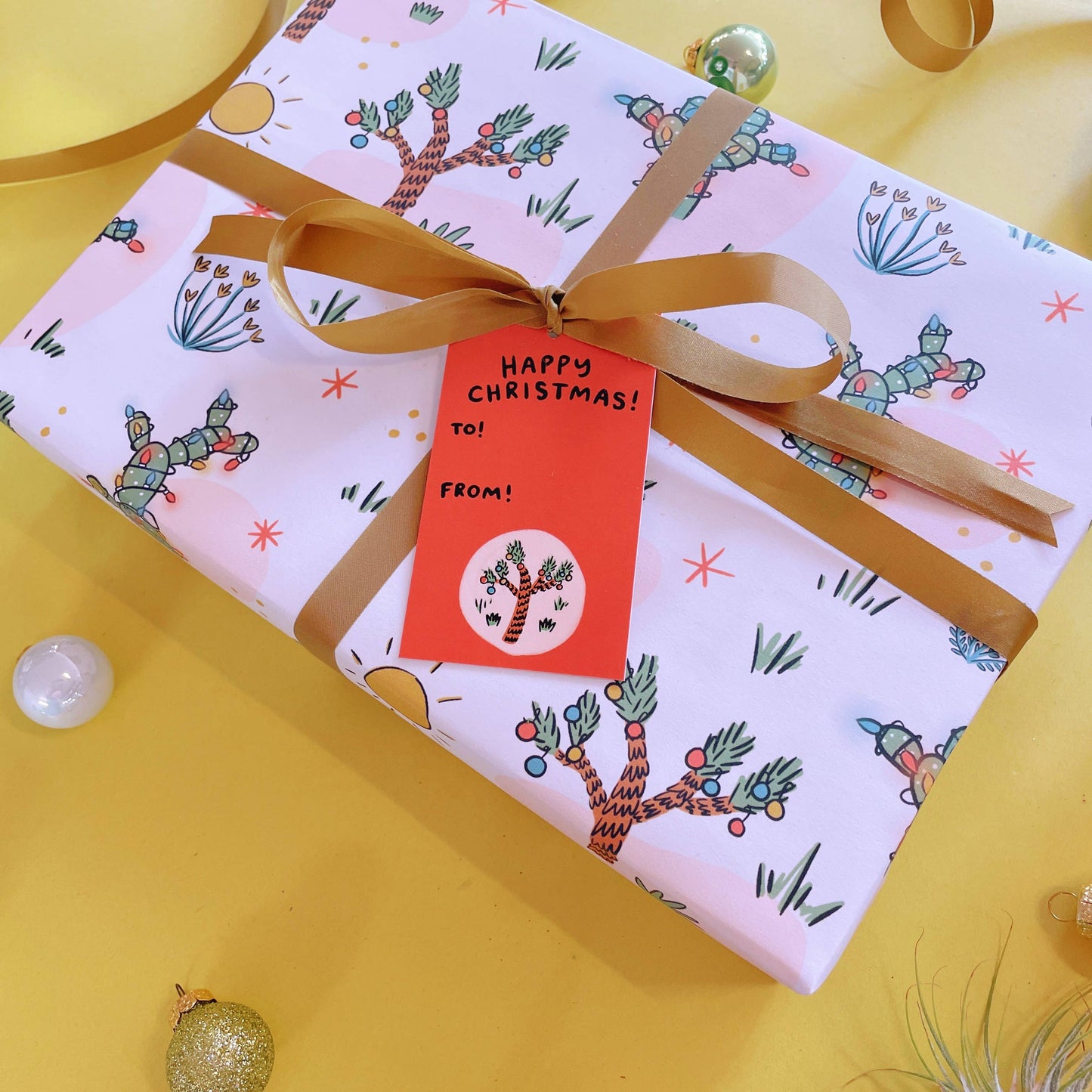 Christmas Cactus Wrapping Paper - 3 sheet roll