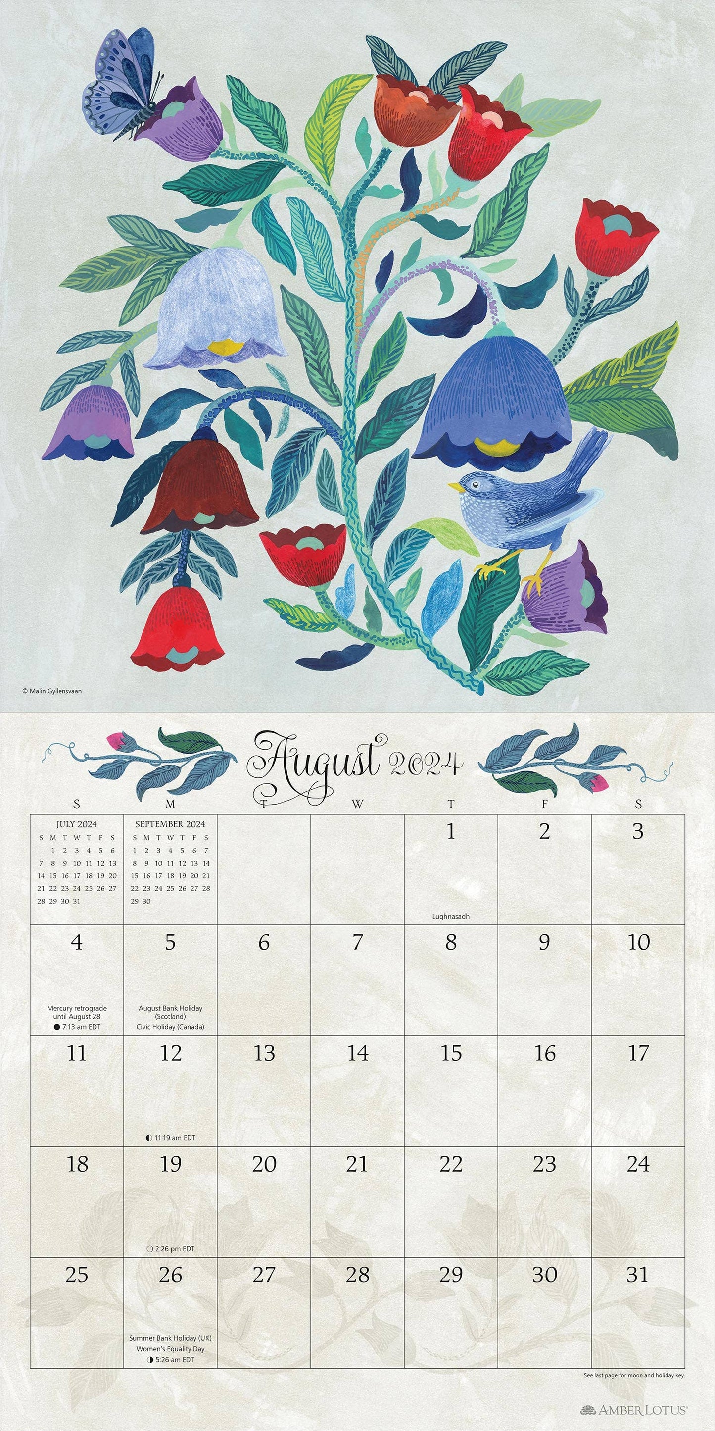 Flora & Fauna 2024 Wall Calendar by Malin Gyllensvaan