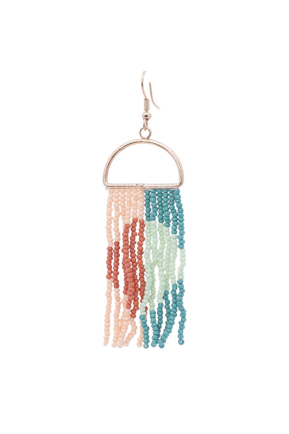 Color Blocked Bead Fringe Drop Earrings