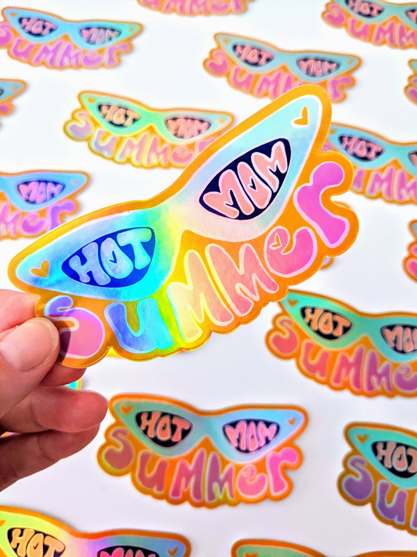 Hot Mom Summer Sunglasses Holographic Sticker