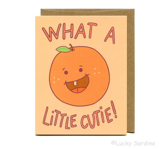 What A Little Cutie, Orange Baby Shower Card