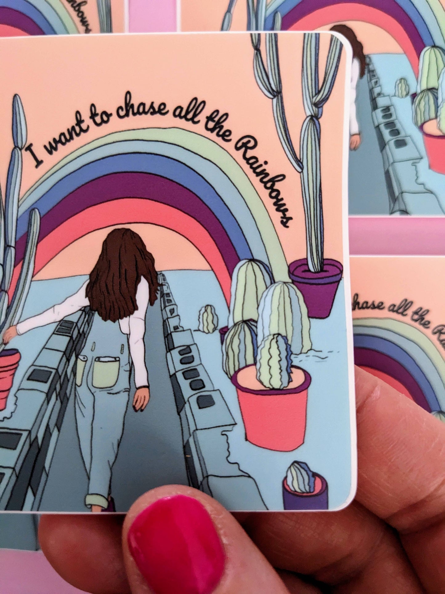 I Want to Chase Rainbows Brunette Sticker