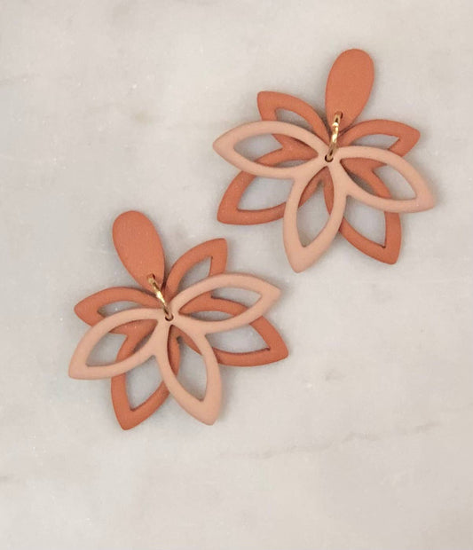 Boho 2-Tone Flower #4 Dangle Earrings