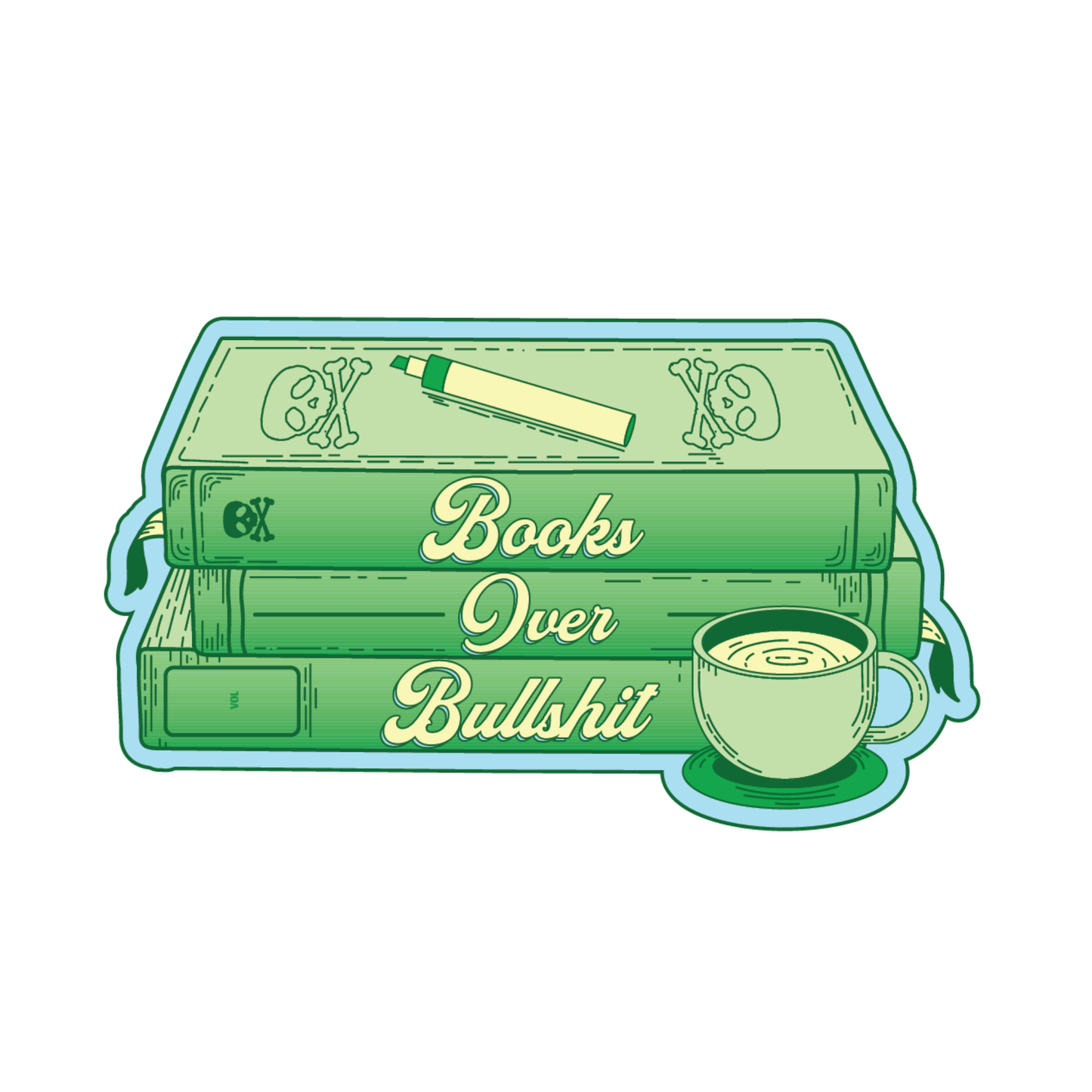 Books Over Bullshit Sticker (funny gift, bibliophile)