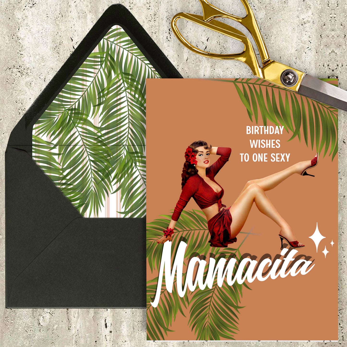 Happy Birthday Mamacita Vintage Pinup Greeting Card