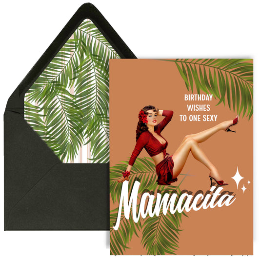 Happy Birthday Mamacita Vintage Pinup Greeting Card