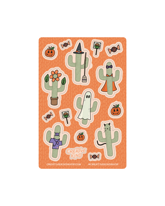 Happy Halloween Cacti Vinyl Stickers Sheet